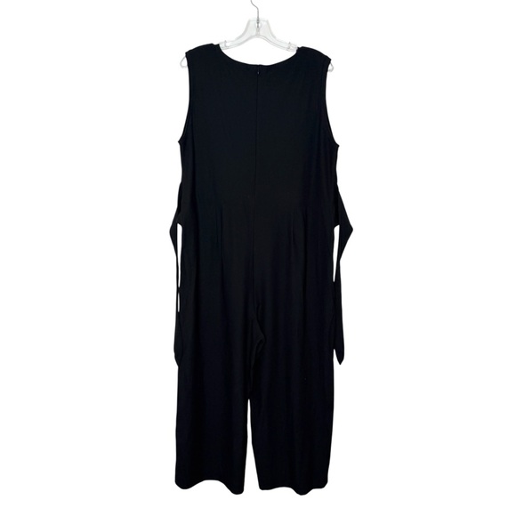 Eileen Fisher Washable Stretch Crepe Jumpsuit Front Tie Wide Leg Black Large - Picture 4 of 9